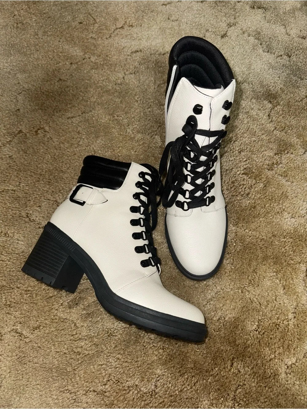 Mix No. 6 White Heeled Combat Booties